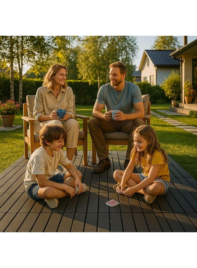 طعم المنزل بلاط أرضيات خارجي بلاستيكي متشابك - عبوة من 9 قطع، أرضيات فناء وشرفة، أرضيات معيارية مقاومة للعوامل الجوية للحدائق والشرفات والمساحات الخارجية، تركيب سهل بنظام النقر والقفل، 30×30×2 سم - Image 5