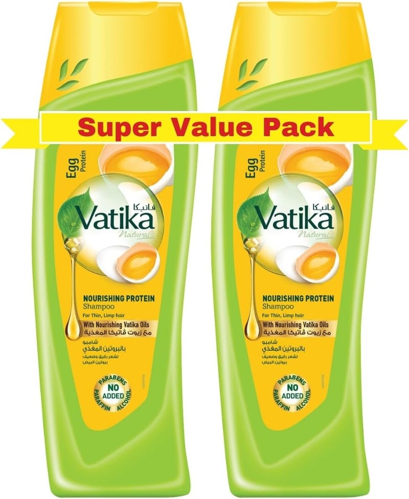 Vatika Naturals Nourishing Egg Protein Shampoo Super Value Pack 2x400ml - Image 1