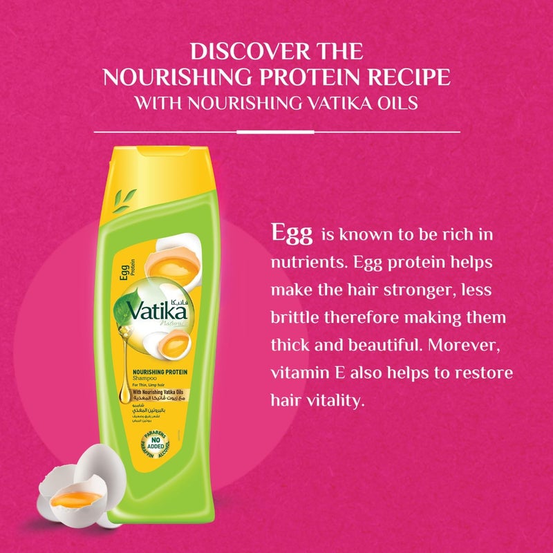 Vatika Naturals Nourishing Egg Protein Shampoo Super Value Pack 2x400ml - Image 4