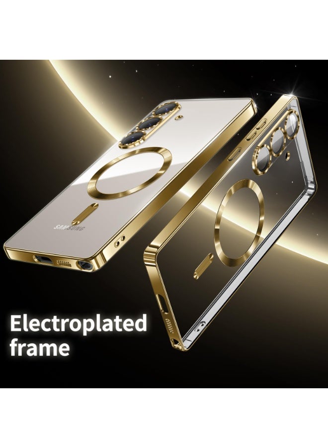 جراب مطلي بالكهرباء لهاتف Samsung Galaxy A36/A56 مع حماية كاملة لعدسة الكاميرا ومتوافق مع الشحن اللاسلكي MagSafe، غطاء مغناطيسي ناعم مقاوم للصدمات من مادة TPU لهاتف Samsung Galaxy A36/A56 (ذهبىي) - Image 2