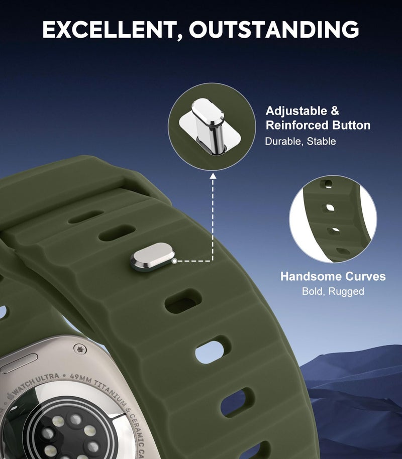 MoKo 3Pack Ocean Band Compatible with Apple Watch Ultra 2 Band 49mm 46mm 45mm 44mm 42mm for Men Women, Silicone Replacement Strap Sport Wrist band for iWatch Series 10 9 8 7 6 5 4 SE Ultra 2,B/O/A - Image 3