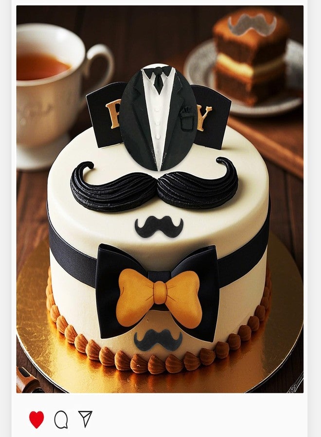 muyulin Mustache Silicone Molds Fondant, 4 Packs Bow Gentleman's Chocolate Mold for Baby Birthday Cake Decorating Father's Day Cupcake Toppers - Image 5