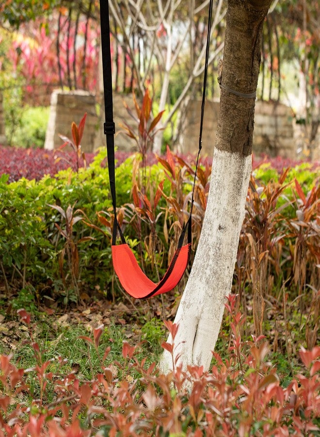 PLAYBERG Indoor and Outdoor Patio Playground Kids Fun Hanging Mesh Fabric Tree Swing with Adjustable Strap (Red) - Image 2