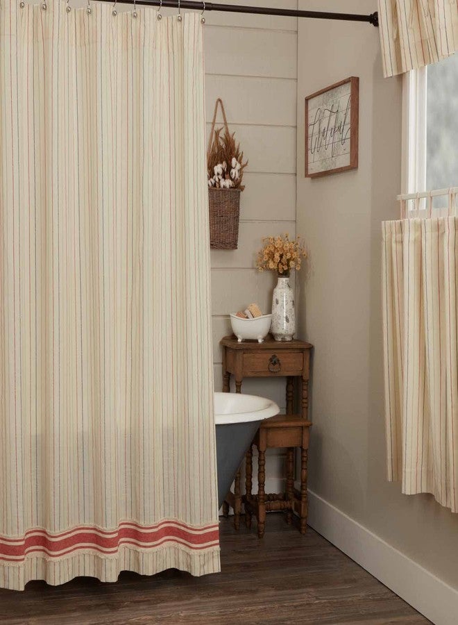 Piper Classics Betsy Stripe Shower Curtain, 72" x 72", Farmhouse, Country, Patriotic, Primitive Americana Style Bathroom Curtain - Image 2