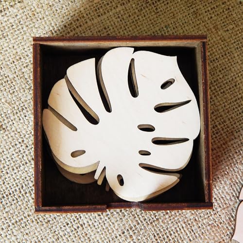 Cliths Pack of 10 Wooden Monstera Leaf Coasters Tropical Drink Coasters, Plant Coasters, Leaf Table Décor, DIY Modern Coasters for Home Décor & Gifts - Image 3