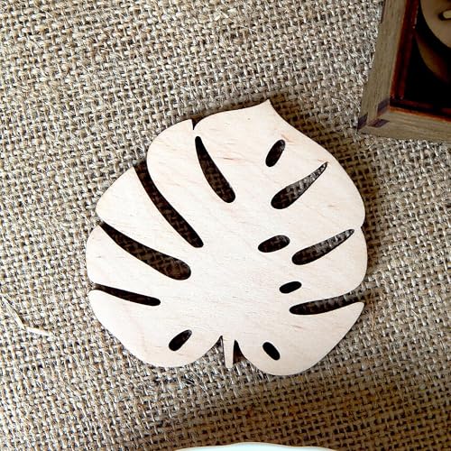 Cliths Pack of 10 Wooden Monstera Leaf Coasters Tropical Drink Coasters, Plant Coasters, Leaf Table Décor, DIY Modern Coasters for Home Décor & Gifts - Image 5