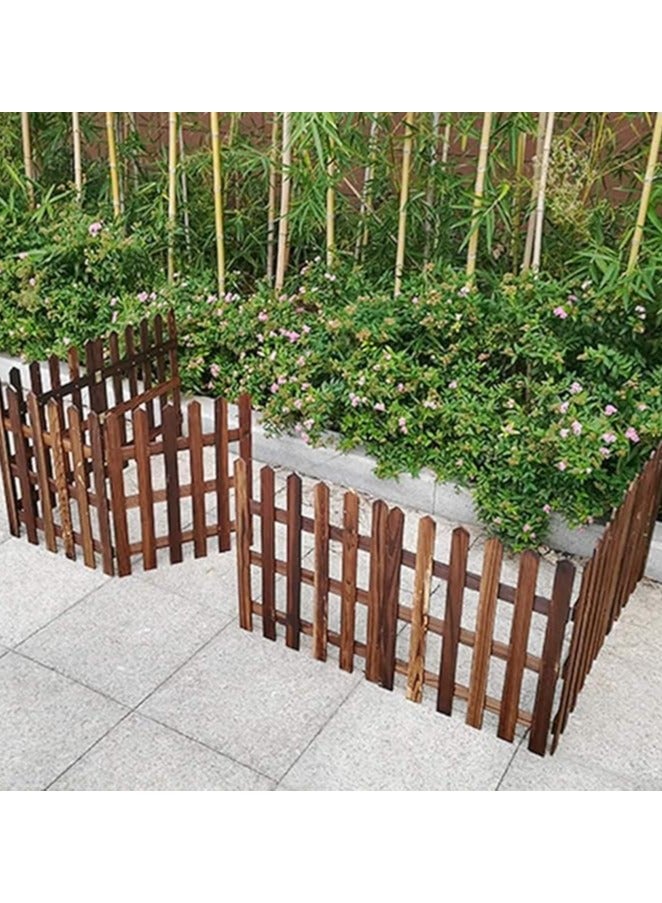 LINGWEI Wooden Picket Fence Interlocking Garden Edging Border Brown 160x40x1cm - Image 1