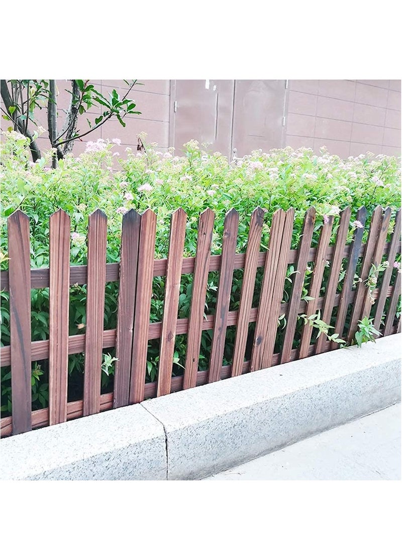 LINGWEI Wooden Picket Fence Interlocking Garden Edging Border Brown 160x40x1cm - Image 5