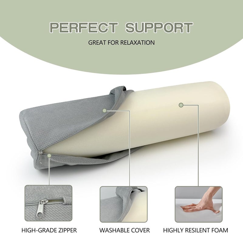 JOYENERGY Cervical Neck Roll Foam Pillow Round Neck Support for Sleeping Bolster Pillow for Bed Legs Back and Yoga 47 Inch Diameter x 17 Inches Long - Image 3