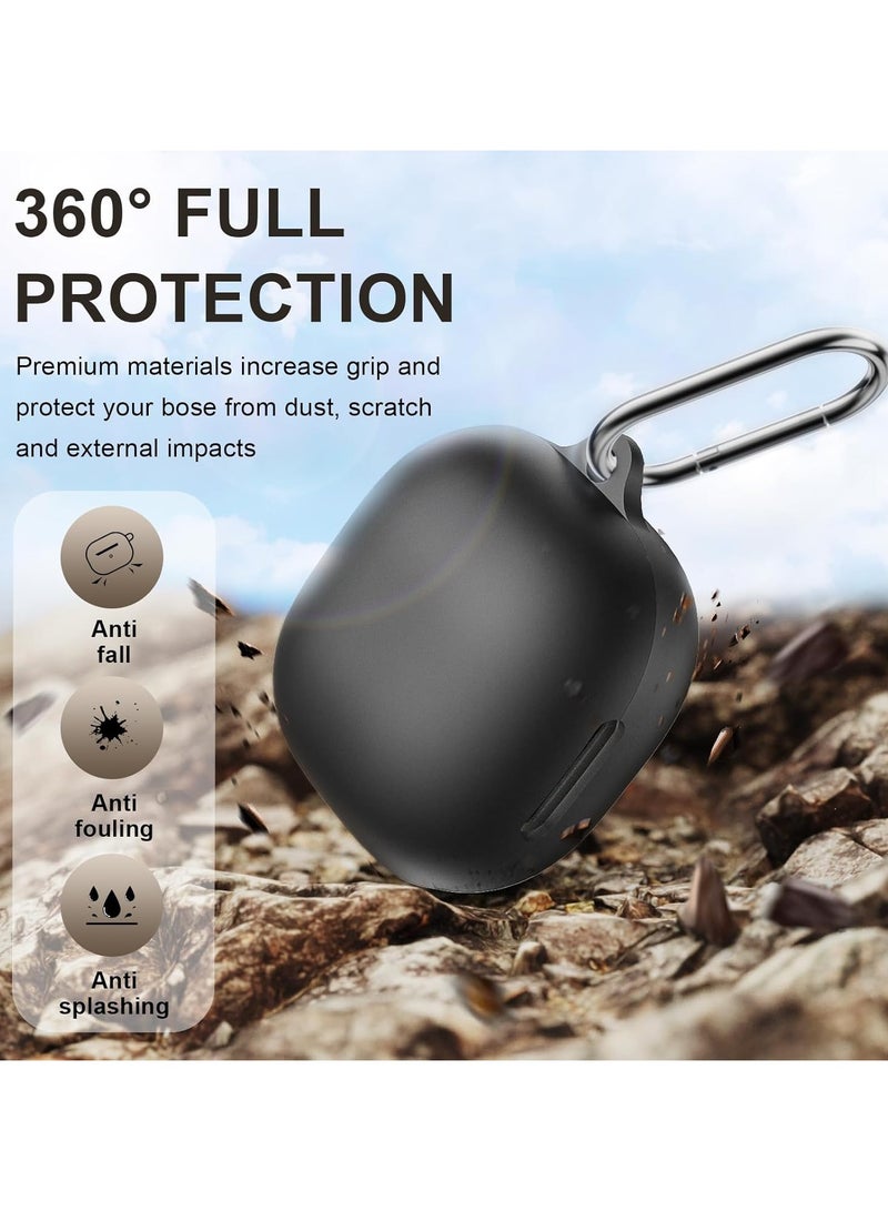 Silicone Case for Soundcore P40i , Soft Silicone Shockproof Protective Skin Case for Soundcore P40i Wireless Earbuds with Carabiner, Front LED Visible -Black - Image 3