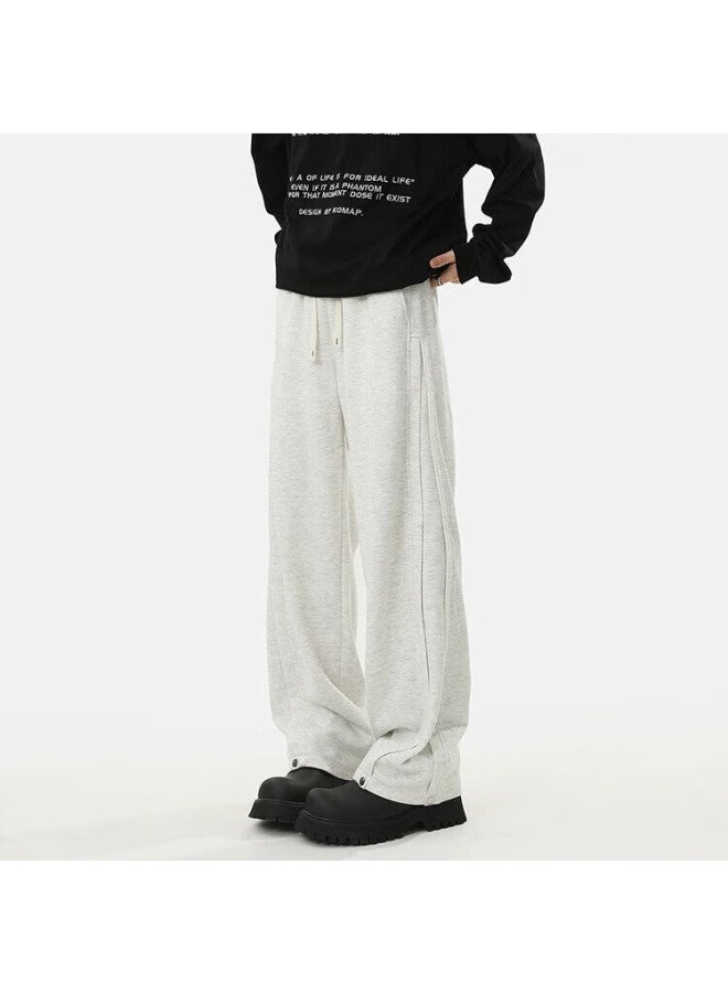 Homlean American Style Streetwear Casual Pants Men Summer Heavyweight Loose Straight Wide Leg Overalls Jc03 White Flower Gray 4XL - Image 3