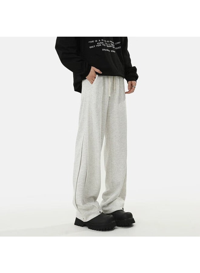 Homlean American Style Streetwear Casual Pants Men Summer Heavyweight Loose Straight Wide Leg Overalls Jc03 White Flower Gray 4XL - Image 4