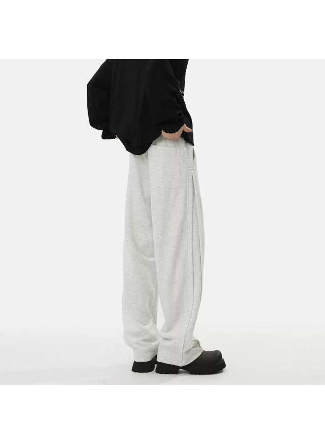 Homlean American Style Streetwear Casual Pants Men Summer Heavyweight Loose Straight Wide Leg Overalls Jc03 White Flower Gray 4XL - Image 5