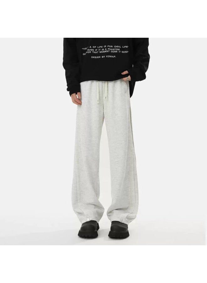 Homlean American Style Streetwear Casual Pants Men Summer Heavyweight Loose Straight Wide Leg Overalls Jc03 White Flower Gray 4XL - Image 2