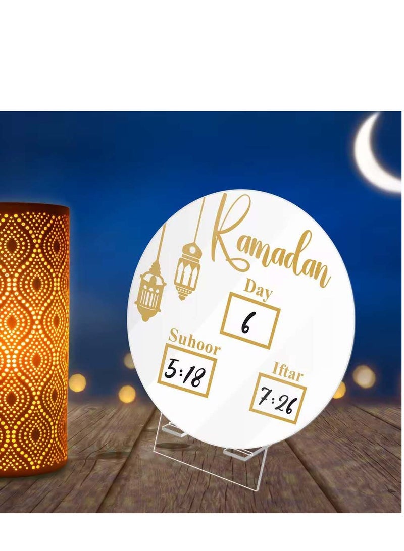 هدايا العد التنازلي لإفطار سحور رمضان زينة طاولة رمضان لوحة تقويم رمضان مبارك من الأكريليك قابلة لإعادة الاستخدام - Image 2
