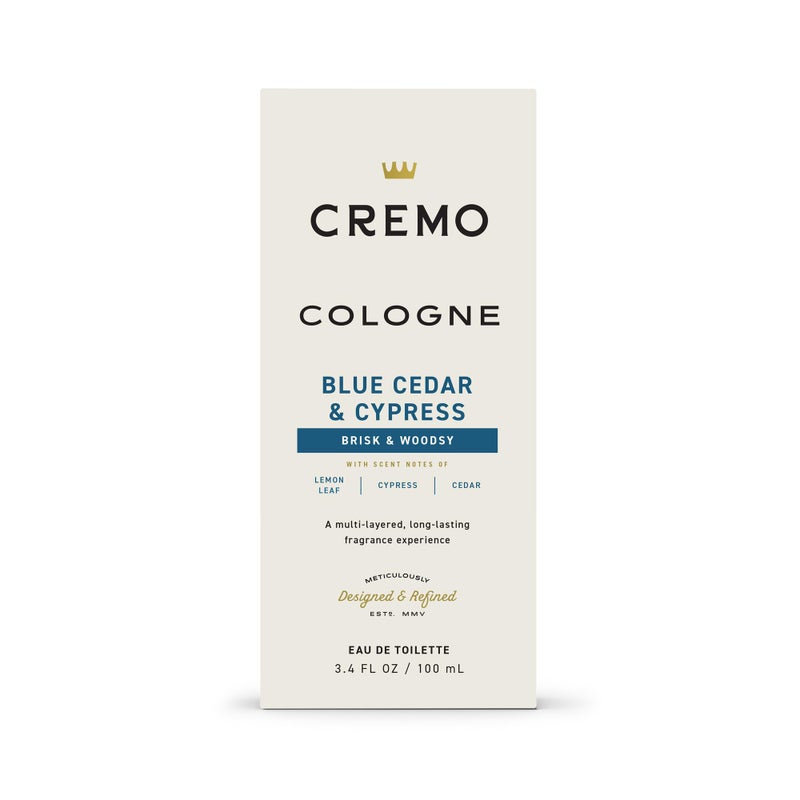 Cremo Cologne for Men - Blue Cedar & Cypress Mens Cologne Spray- A Woodsy Scent with Notes of Lemon Leaf, Cypress and Cedar, Fragrances For Men, 3.4 Fl Oz - Image 4