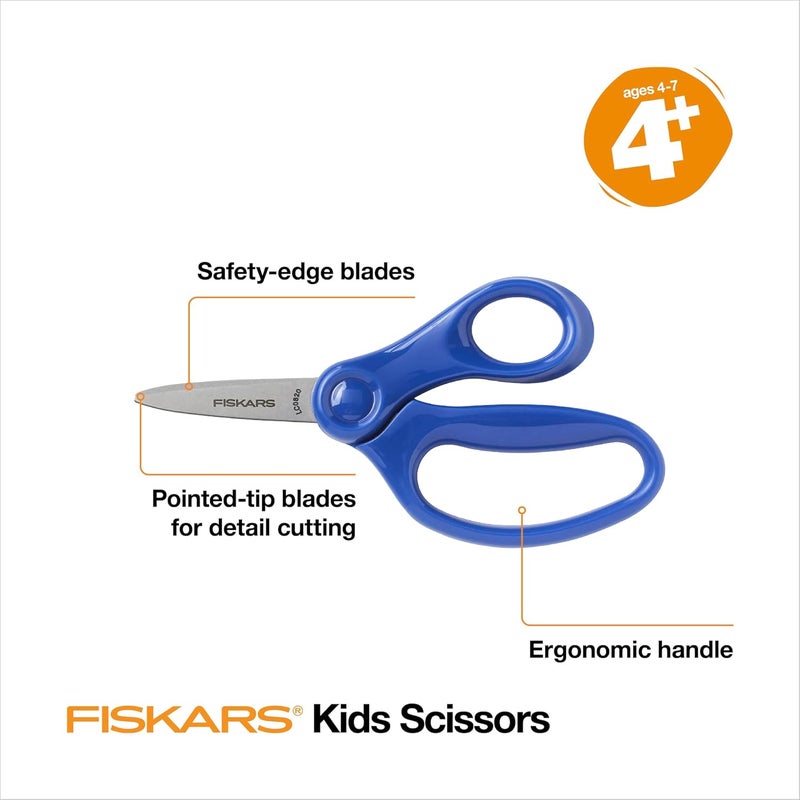 Fiskars 5 PointedTip Scissors for Kids 47 3Pack  Scissors for School or Crafting  Back to School Supplies  Red Blue Turquoise - Image 3