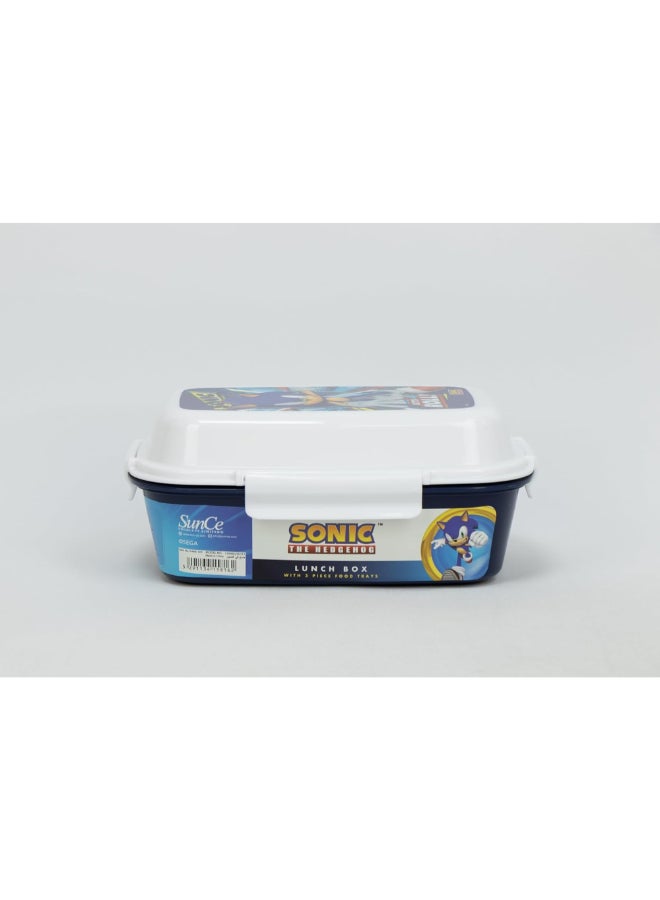 SunCe Super Sonic 4-Clip Closure Lunch Box Blue and White 5.9 x 3.54 x 8.66 Inch SUNS-4404SOE  - Image 3