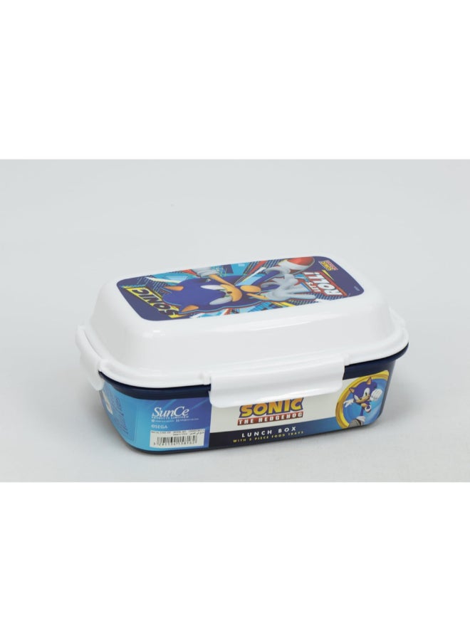 SunCe Super Sonic 4-Clip Closure Lunch Box Blue and White 5.9 x 3.54 x 8.66 Inch SUNS-4404SOE  - Image 2