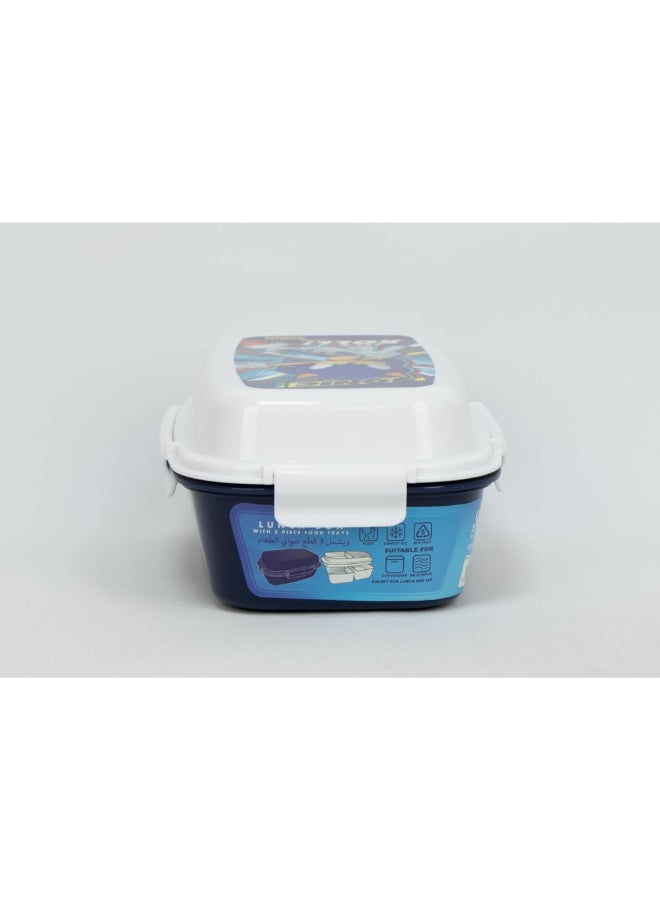 SunCe Super Sonic 4-Clip Closure Lunch Box Blue and White 5.9 x 3.54 x 8.66 Inch SUNS-4404SOE  - Image 4