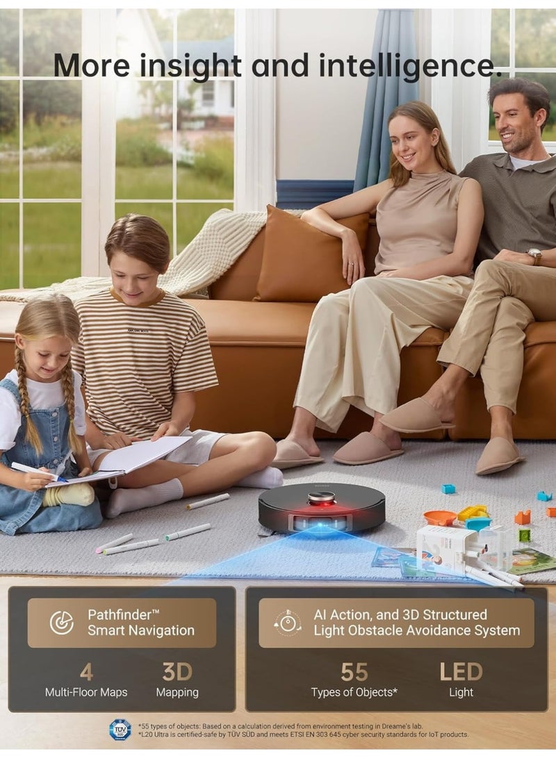 DREAME L20 Ultra Robot Vacuum and Mop with Mop-Extend, Auto Mop Removal & Raising, Washing and Drying, 7000Pa Suction, Self-Emptying, Self-Refilling, AI Obstacle Avoidance - Image 5