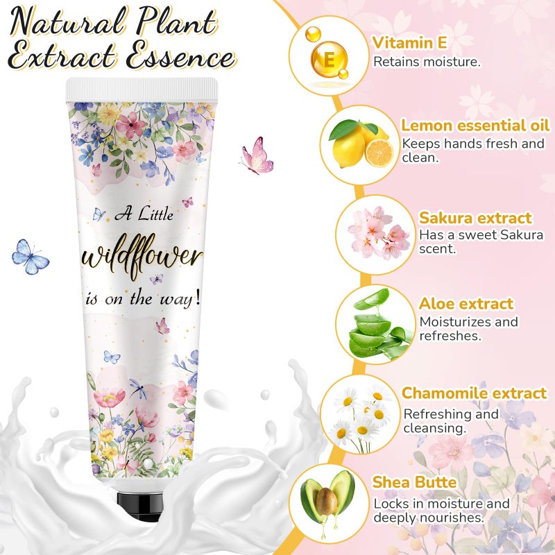 Swiffen 48 Sets a Little flower Is on The Way Baby Shower Hand Cream Bulk Baby Shower Favors Gifts Bridal Thank You Hand Cream for Guests Travel Size Lotion with Organza Bags - Image 3