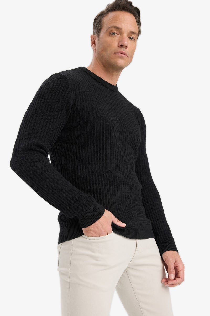 DeFacto Black Man Standard Fit Crew Neck Knitwear Pullover Casual - Image 3
