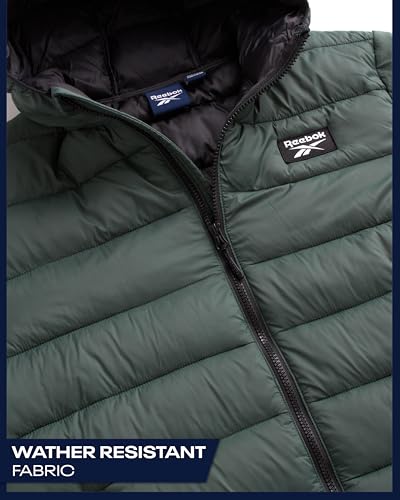 Reebok Mens Puffer Jacket - Lightweight Quilted Glacier Shield Plus Size Puffer Jackets for Men - Insulated Mens Winter Coats, Size 5X-Large, Olive - Image 4