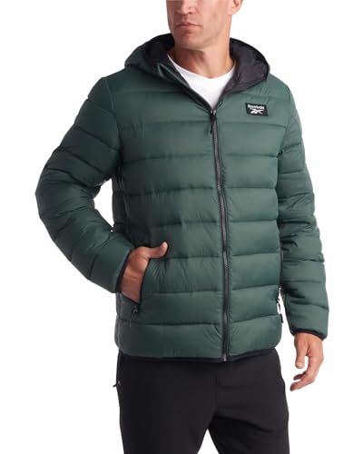 Reebok Mens Puffer Jacket - Lightweight Quilted Glacier Shield Plus Size Puffer Jackets for Men - Insulated Mens Winter Coats, Size 5X-Large, Olive - Image 1