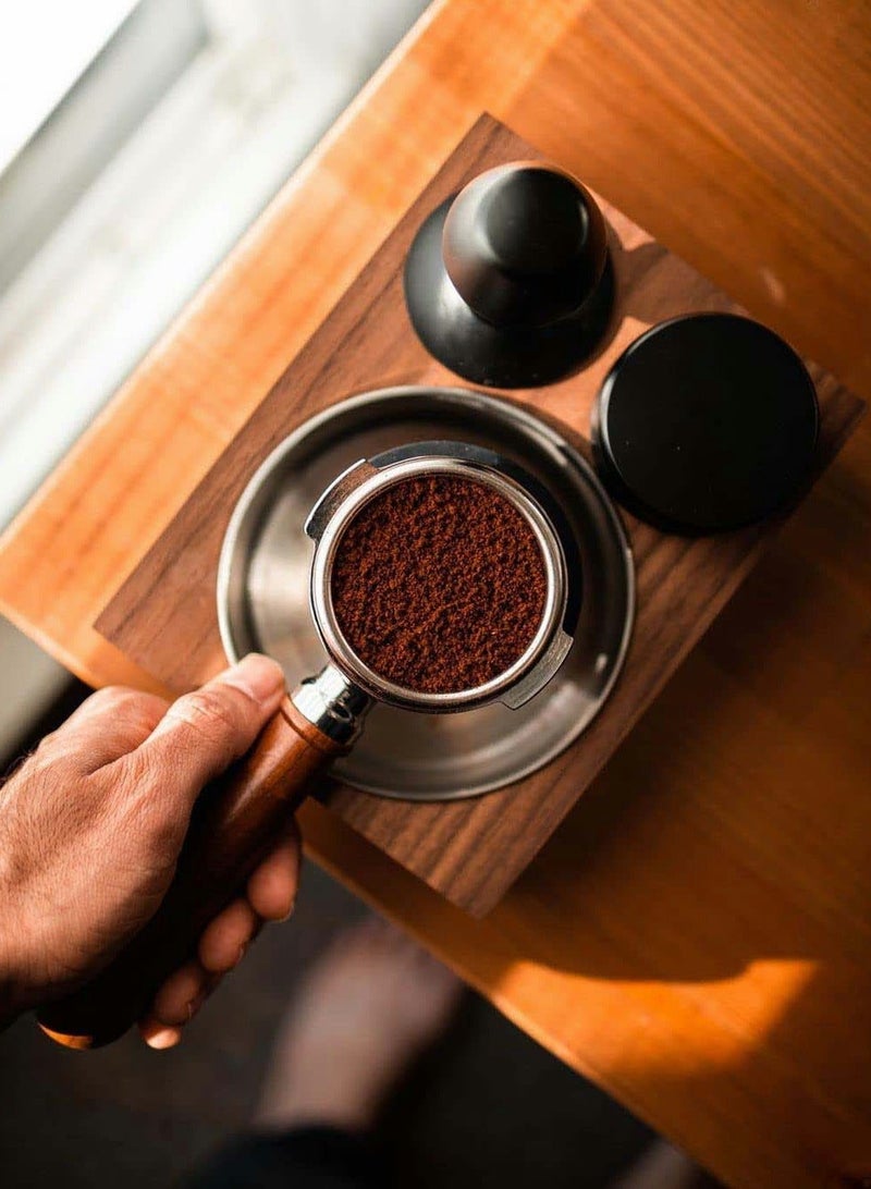 XiuWoo Coffee Tamper 53mm, Premium Espresso with Calibrated Spring Loaded, Anodized Aluminum Handle and Stand, Stainless Steel Flat Base for Machine (Black) - Image 3