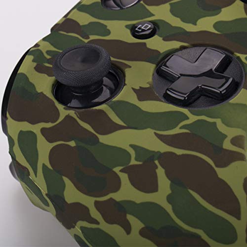 YoRHa Water Transfer Printing Camouflage Silicone Cover Skin Case for Microsoft Xbox One X & Xbox One S Controller x 1(Forest) with PRO Thumb Grips x 8 - Image 5