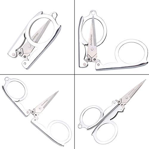 Shapenty Stainless Steel Folding Portable Travel Scissors Small Pocket Foldable Paper String Craft Shred Scissors, 15 Pack - Image 4