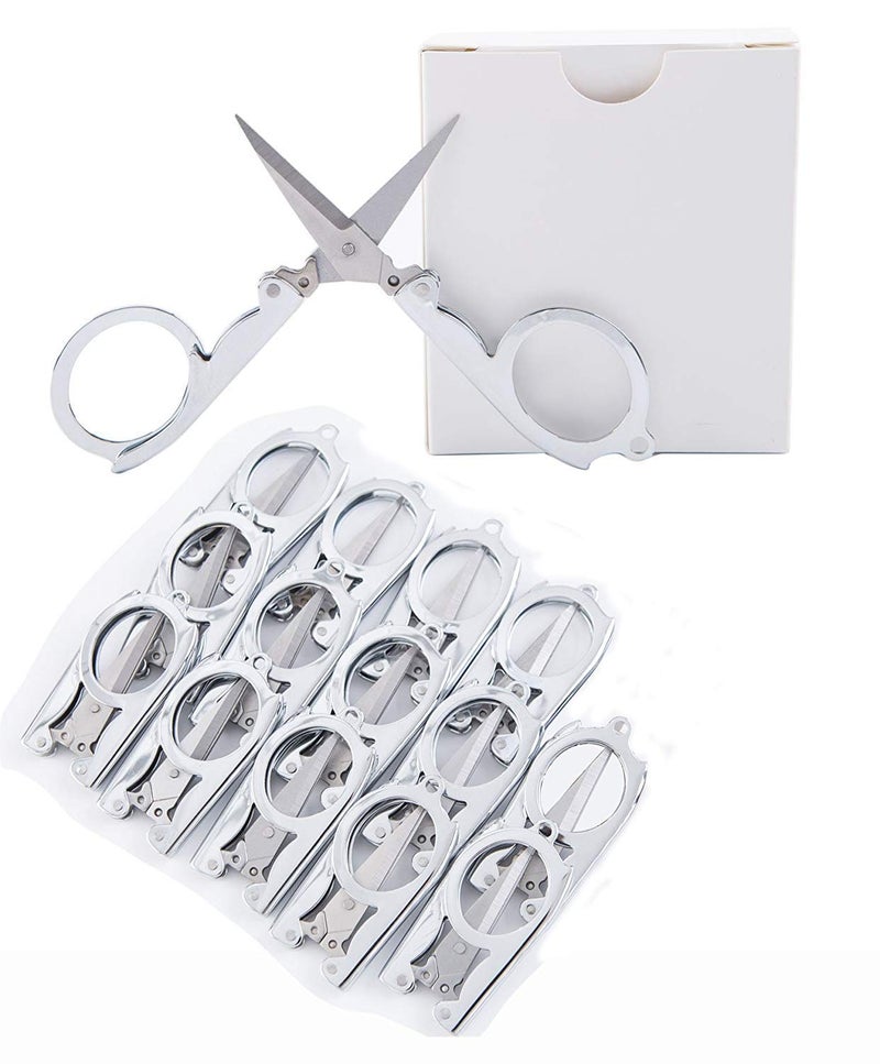 Shapenty Stainless Steel Folding Portable Travel Scissors Small Pocket Foldable Paper String Craft Shred Scissors, 15 Pack - Image 1