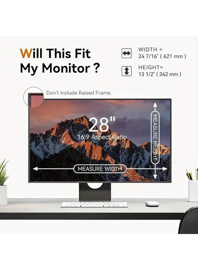 28 Inch Privacy Screen Protector Anti Glare Blue Light Blocking Removable Anti Spy Filter - Image 3