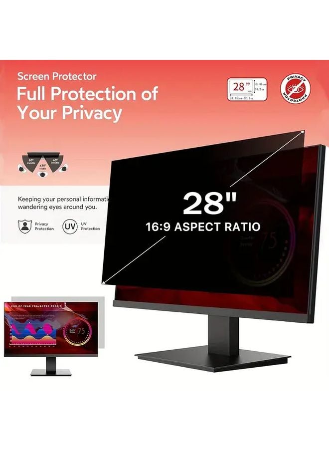 28 Inch Privacy Screen Protector Anti Glare Blue Light Blocking Removable Anti Spy Filter - Image 5