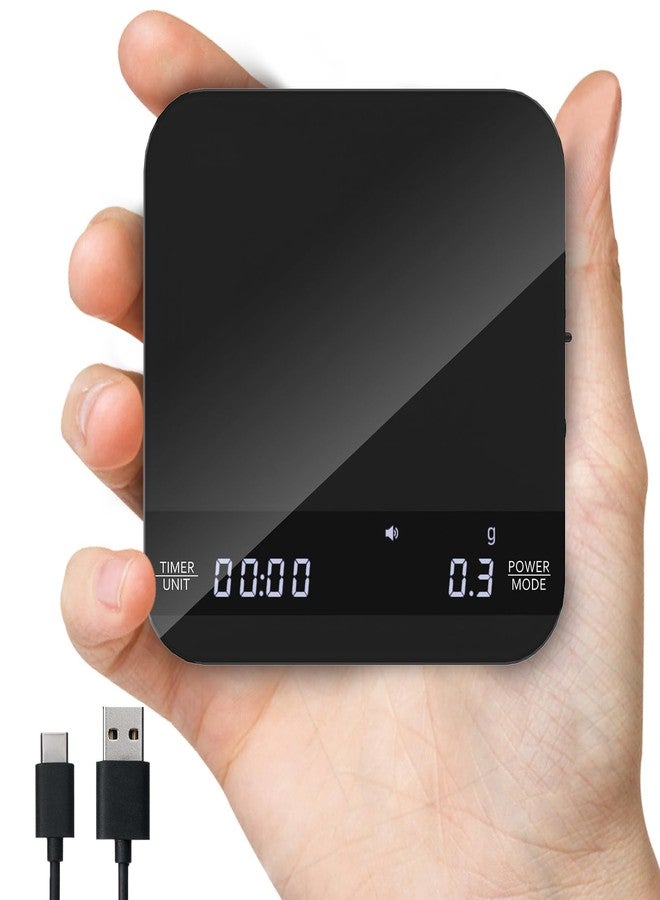 ERAVSOW Coffee Scale with Auto Timing, Mini Rechargeable Espresso Scale with Timer, 2kg/0.1g High Precision Scale for Espresso and Pour-Over Coffee with Brewing Assist Modes - Image 1