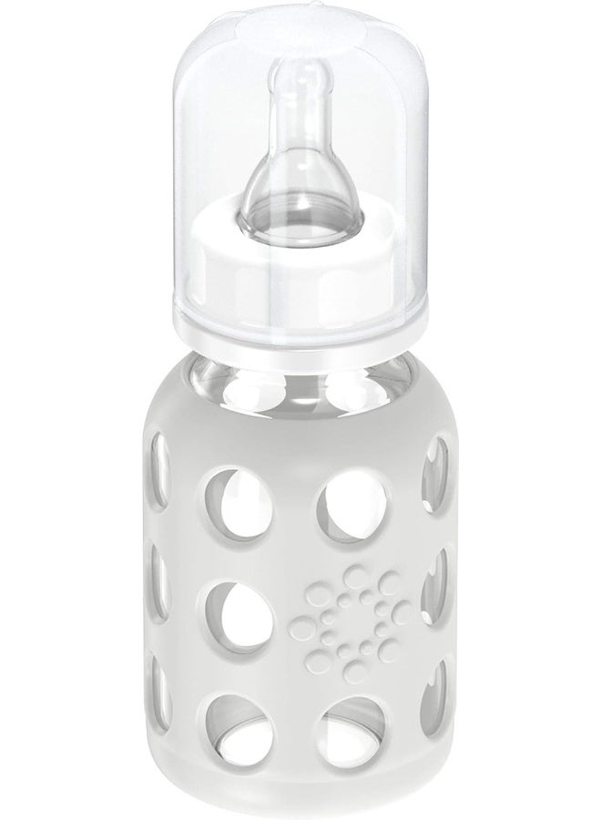 Lifefactory 4-Ounce BPA-Free Glass Baby Bottle with Stage 1 Nipple and Protective Silicone Sleeve, Stone Gray - Image 2
