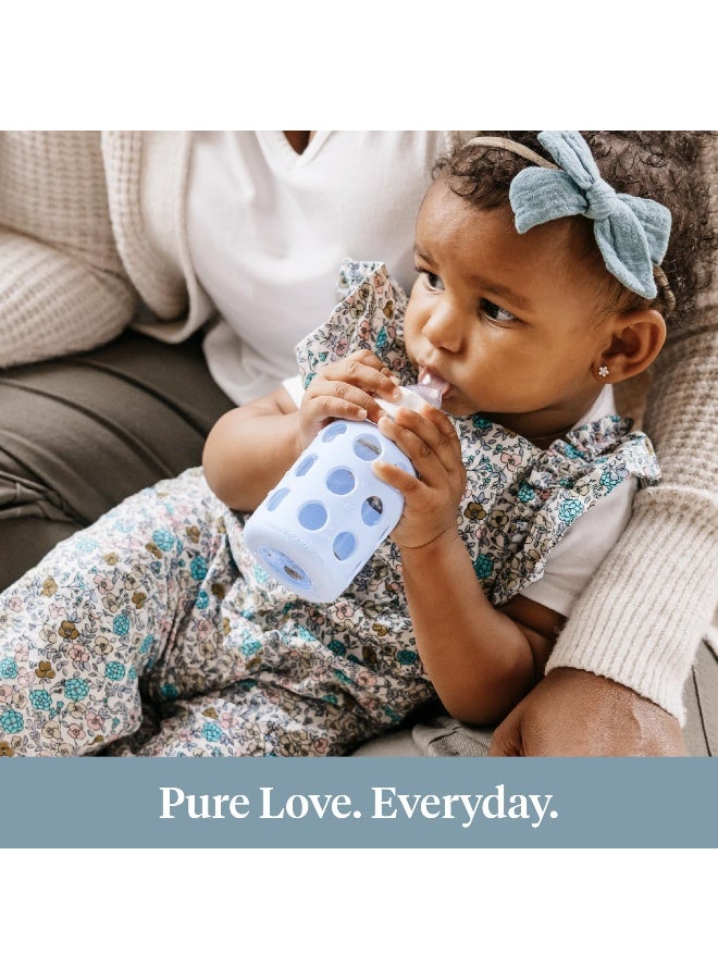 Lifefactory 4-Ounce BPA-Free Glass Baby Bottle with Stage 1 Nipple and Protective Silicone Sleeve, Stone Gray - Image 5