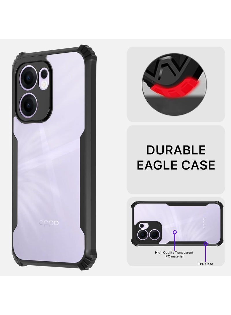 Case for Oppo Reno 13 F 5G Clear Cover Hard PC Back Cover with Shockproof TPU Black Border 360 Degree Impact Resistant non-Yellowing Transparent Cover For Oppo Reno13 F 5G - Image 3