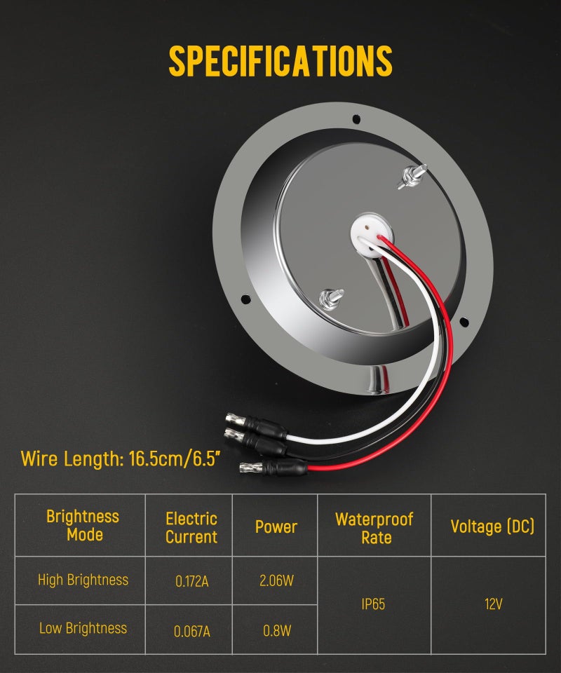 Partsam 2Pcs Watermelon Lights Red LED Stop Turn Tail Marker Lights Prismatic Lens with Chrome Base Replacement for Peterbilt Freightliner Trucks Trailers RVs Motohomes - Image 4