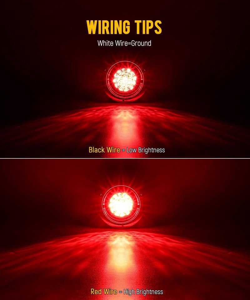 Partsam 2Pcs Watermelon Lights Red LED Stop Turn Tail Marker Lights Prismatic Lens with Chrome Base Replacement for Peterbilt Freightliner Trucks Trailers RVs Motohomes - Image 3