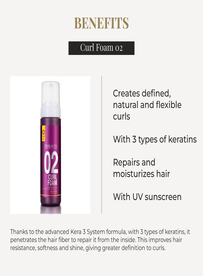 Salerm ساليرم - رغوة الشعر المجعد - رغوة تجعيد الشعر برو لاين 02-200 مل - تخلق تجاعيد محددة وطبيعية ومرنة - مع 3 أنواع من الكيراتين - تصلح وترطب الشعر - مع فلتر شمس UV - Image 3