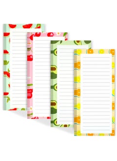 4 Pack Magnetic Notepads for Refrigerator, Grocery List Magnet Pad for Fridge, Fruit Design Magnetic Grocery List Pad for Fridge, Full Magnet Back Shopping Lists, 50 Sheets Per Note Pads