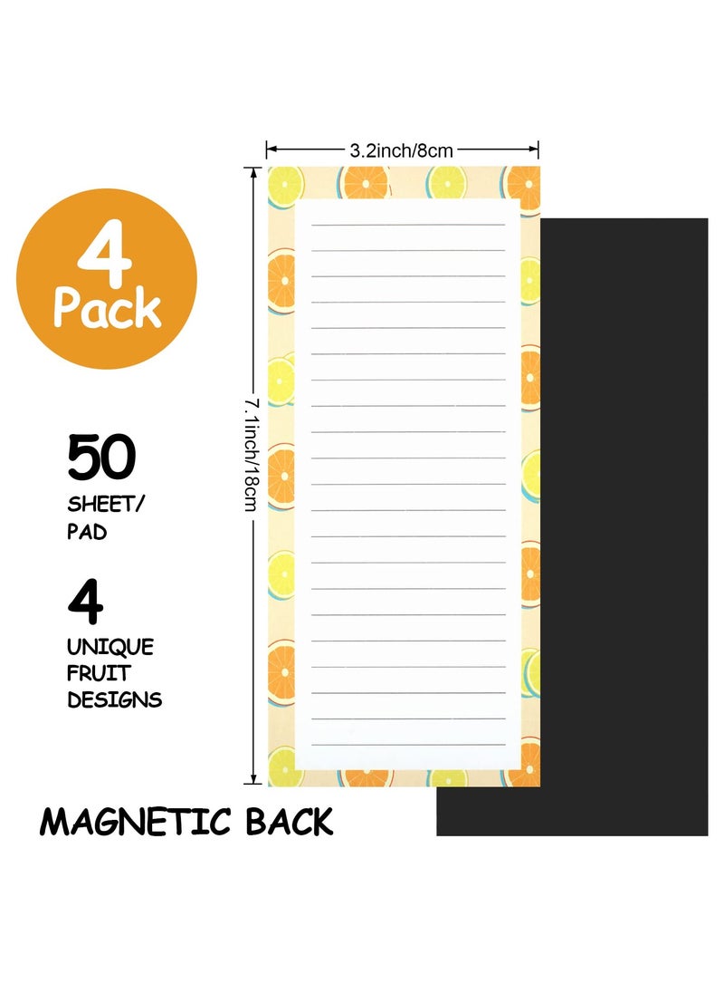 Generic - 4 Pack Magnetic Notepads for Refrigerator, Grocery List Magnet Pad for Fridge, Fruit Design Magnetic Grocery List Pad for Fridge, Full Magnet Back Shopping Lists, 50 Sheets Per Note Pads - Image 1
