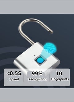 Generic Intelligent Fingerprint Lock, Outdoor Waterproof, Rust Proof Padlock, Anti-Theft Password Lock Cabinet, Alloy Hard  - Image 3