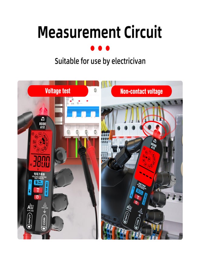 BSIDE Handheld Digital Multimeter Electric Test Pen Professional Voltage Resistance Diode Tester Live Wire Recognition Meter with Automatic Shutdown and Flashlight Function - Image 4