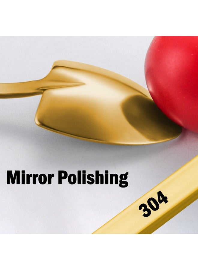 Setaria Viridis Shovel Spoon Dessert Spoons- 4pcs Ice Cream Spoon Gold Shovel Shape Spoons Mini Long Handle Coffee Afternoon Teaspoon for Home Kitchen Restaurant Party (gold) - Image 3