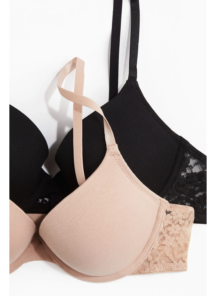 H&M 2-Pack Cotton Push-Up Bras