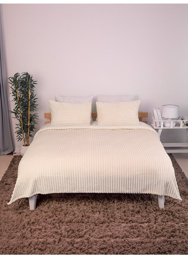Favora Linda 3 Piece Double Blanket Set - Ecru  - Image 1