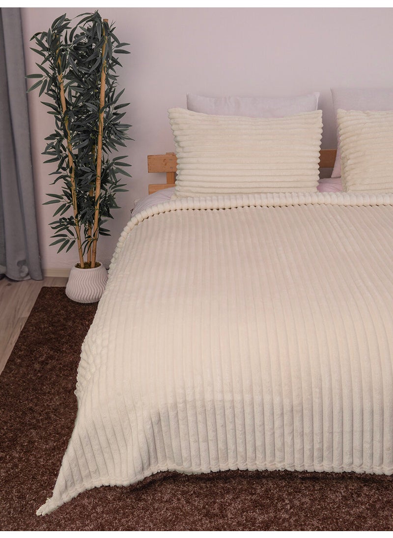 Favora Linda 3 Piece Double Blanket Set - Ecru  - Image 2